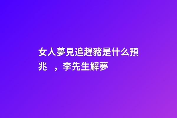 女人夢見追趕豬是什么預兆，李先生解夢